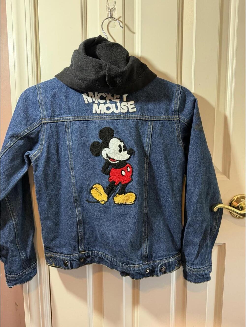 Disney Mickey Mouse Jean Jacket YOUTH Large Removable Hood